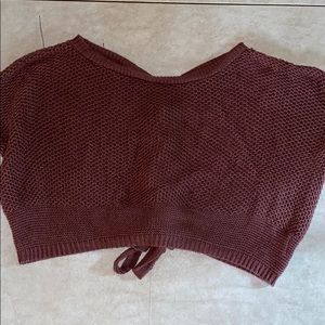 Cropped sweater with tie back